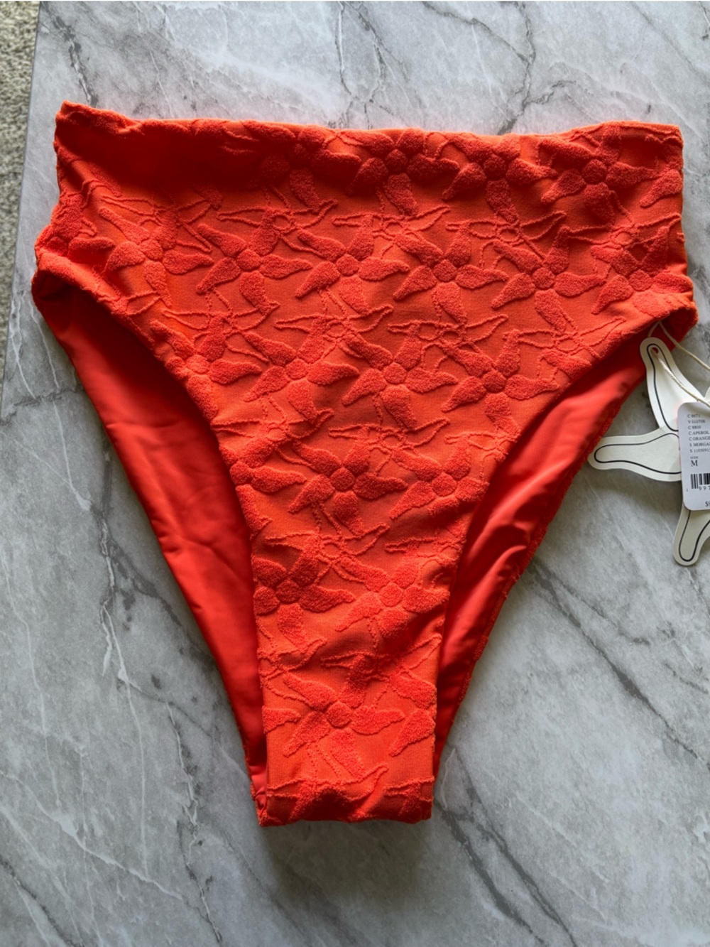 NWT Charlee Swim Morgan High-Waisted Bikini Bottoms in Orange Size M